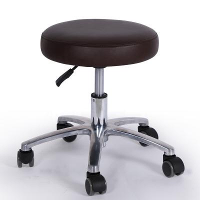 China Modern Easy Clean Leather Beauty Salon Furniture PU Around Rolling Hydraulic Adjustable Swivel Pedicure Stool Chair Technician With Wheels for sale