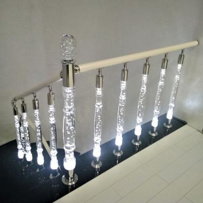 China Traditional Luxury Modern Clear Acrylic Crystal Pillar Staircase Plexiglass Glass Staircase Railing Balusters for sale