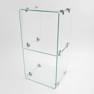 China Supermarket Cube Display Rack Showcase 5mm Clear Tempered Glass 6mm for sale