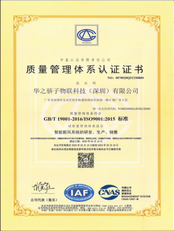 ISO9001 - Huazhijiaozi IOT Science&Technology(Shenzhen) Co., Ltd.