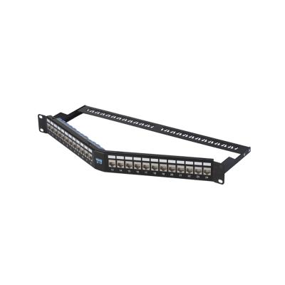 China FTP Network Shielded Patch Panel 1 U Angled Patch Panel V Type 24 Port for sale