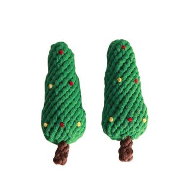 China Elaborate Handmade Dog Toy Cotton Yarn Christmas Tree Dog Teeth Cleaning Set Pet Toy for sale