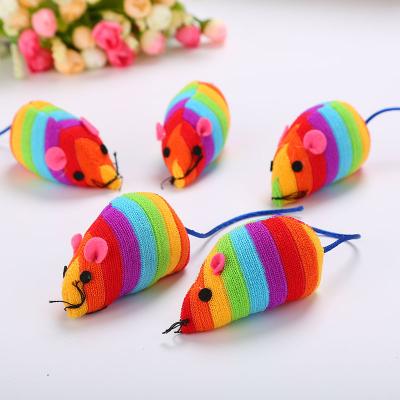 China Stocked wholesale rainbow color mouse cat toy pet toy for sale