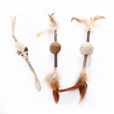 China Viable Cat Mouse Silvervine Catnip Stick Toys Matatabi Kitty Interactive Toys With Sisal for sale