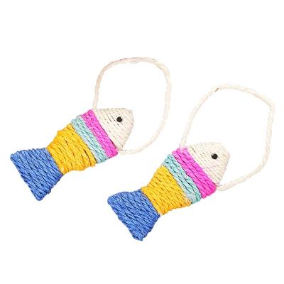 China Viable Wholesale Colored Sisal Fish Cat Scratcher With Lanyard Cat Toys for sale