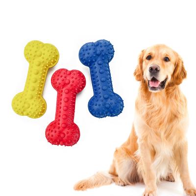 China Interactive Training Dog Treat Bone Sustainable Natural Rubber Teeth Cleaning Chewing Dog Toys Pet for sale