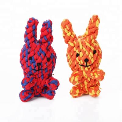 China Sustainable wholesale Cotton Rope chew Toys tight Animal rabbit Shape For Puppy Dog toy for sale