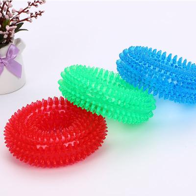 China Stocked Wholesale Transparent Color TPR Ring Dog Chew Toy For Pet for sale