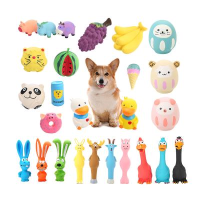 China Viable Different Style Dog Teeth Clean Toy Squeaky Latex Dogs Chew Toys for sale