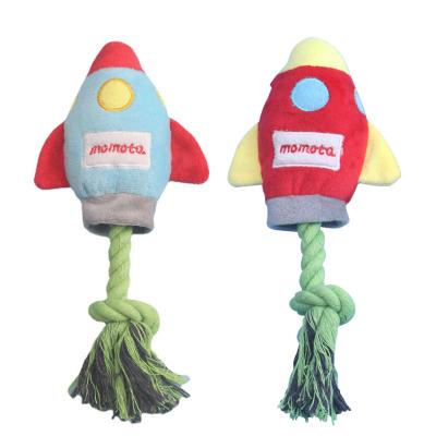 China Viable Hot Selling Dog Shape Popular Rocket Style Plush Squeaky Toy for sale