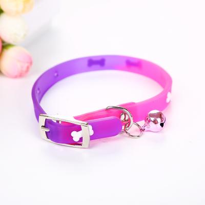 China Viable Wholesales Print Pattern Adjustablesilicone Cat Collar With Soft Bell Pet Collar for sale