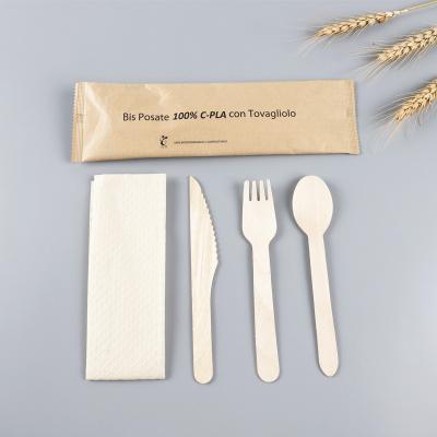 China Disposable Bulk Biodegradable Cutlery Wooden Cutlery Set for Wedding for sale