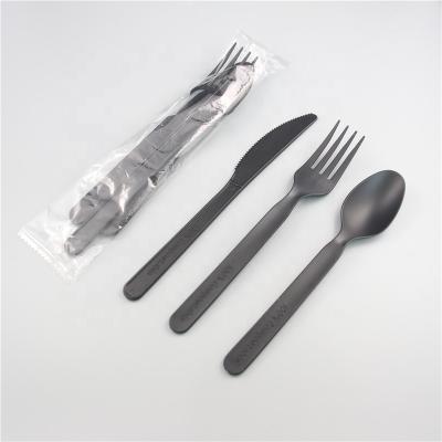 China Disposable Biodegradable Flatware Set Disposable Cutlery 100% CPLA Individually Wrapped Compostable Plastic Cutlery For Wedding for sale