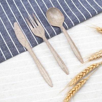 China Eco-Friendly Disposable Biodegradable Corn Starch Wheat Straw Cutlery Set With Towel for sale