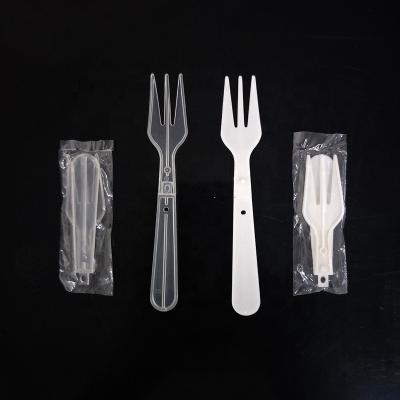 China Individually Wrapped Disposable PP Mini Fork Disposable Folding Plastic Fork Cake Fork for sale