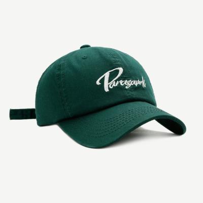 China COMMON Wholesale Custom Unstructured Simple Embroidery 6Panels Baseball Cap Dad Hat Green for sale