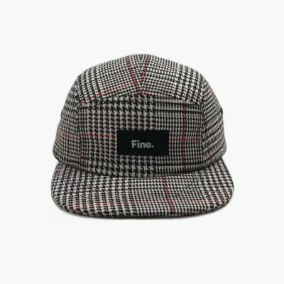 China JOINT Custom Fashion Verified Check Plaid Design Snapback5Panel Hat Men's Flat Crest Bill Brim With Custom Logo for sale