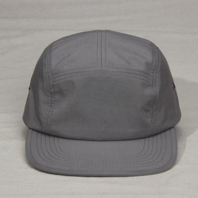 China COMMON Fashionable Custom Made Plain White Gray 5Panel Camp Hat Solid Nylon Hike Hats For Men Waterproof for sale