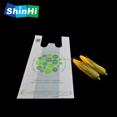 China Supermarket EN 13432 100%biodegradable PLA Cornstarch Shopping Plastic Bags for sale