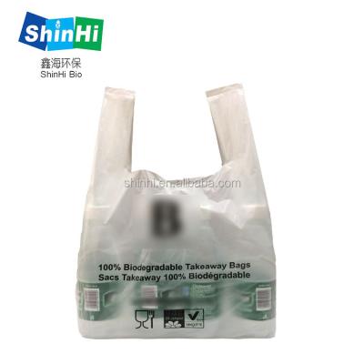 China Eco friendly degradable compostable bio bolsas shopping bags shopping biodegradable plastic bag raw material pla T-shirt bio bolsas for sale