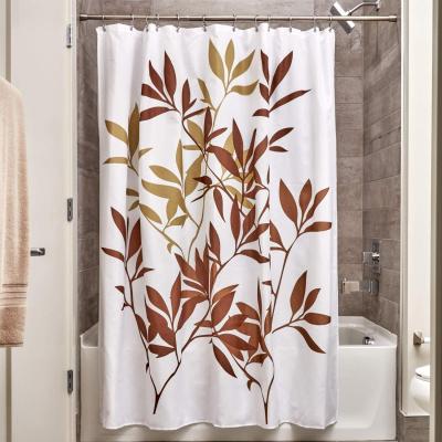 China Sustainable hot sale ECOTOB green leaves shower curtain for bathroom, spring watercolor green leaf showe curtain for sale