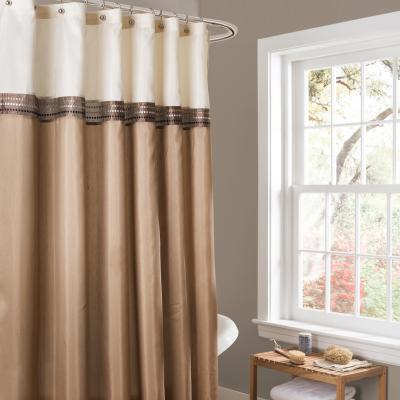 China Durable Warm Style Stripe Terra Hotel Plain Shower Curtain Bathroom Curtain for sale