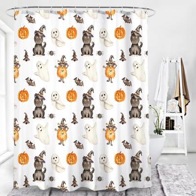 China Sustainable Waterproof Fabric Custom Design Shower Curtain , Bathroom Hallowmas Decorations Shower Curtain for sale