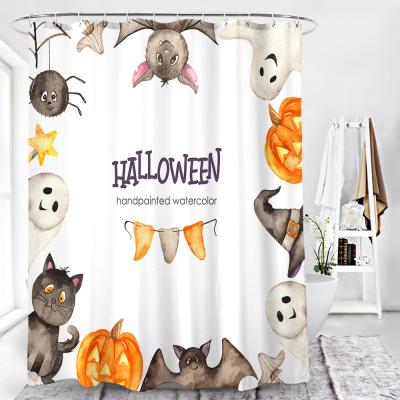 China Sustainable Halloween Fabric Decorative Waterproof Shower Curtain , Bathroom Hallowmas Decorations Shower Curtain for sale