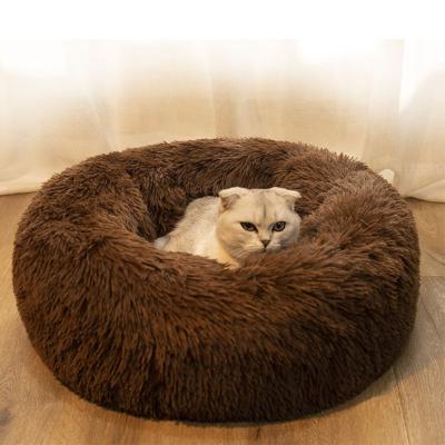 China Amazon Breathable Washable Comfortable Deep Sleep Donut Plush Dog Calming Pet Bed For Large Dog for sale