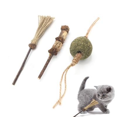 China Viable Gall Fruit Broom Catnip Flywheel Kebab Shape Matatabi Stick Pet Set Molar Gnaw Interactive Cat Toy for sale