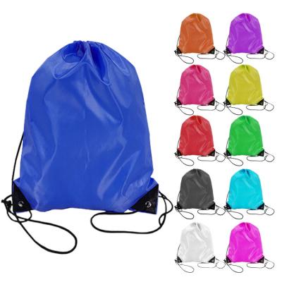 China Custom Logo Nylon Draw String Bag Waterproof Backpack Recycled 210D Polyester Waterproof Drawstring Bag for sale