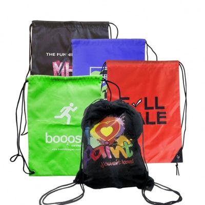 China Custom Logo Print Fabric Bags Custom drawstring gym bag sports light trade insurance souvenir sporting events backpack polyester bag for sale