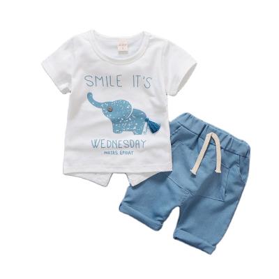 China Low MOQ Various Design Baby Clothes Casual Sets Jeans T-shirt Sets Baby Boy 2pcs Summer Short Sleeves Shorts 1-4years for sale