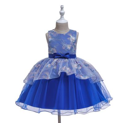 China 2021 Baby Girl's One-year-old Fancy Design Flowers Lace Dress Toddler Bow Baby Princess Dress Breathable Baby Dress for sale