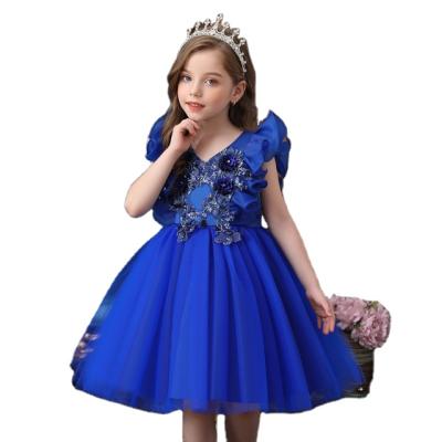 China Breathable Kids Princess Dress Up Puffy Dress Girl Bridesmaid Wedding Dress Kindergarten Costume for sale