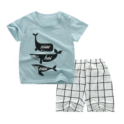 China Korean Girl T-shirt Set 2021 Summer New Children Shorts Set Cotton Children's Short Sleeve QUICK DRY Short Sleeve Clothing for sale