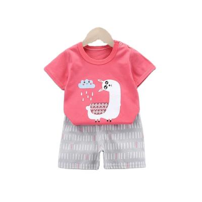 China Korean new foreign trade children's short-sleeved pure cotton QUICK-DRY children's suit T-shirt shorts for sale