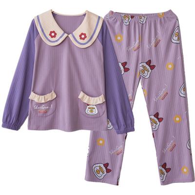 China Thermal Couple Pajamas Mens Womens Nightgowns Cotton Pajamas Spring Autumn Long Sleeves Two Pieces Pajamas for sale