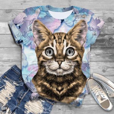 China 2021 summer new 3D print QUICK DRY cut animal design women summer hot sale T-shirt short sleeves outwear plus size for sale