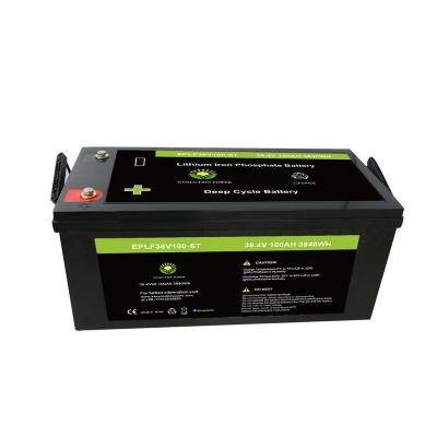 China Home appliances 36v lifepo4 100ah 36v 100ah lifepo4 solar powered storage battery akku for sale