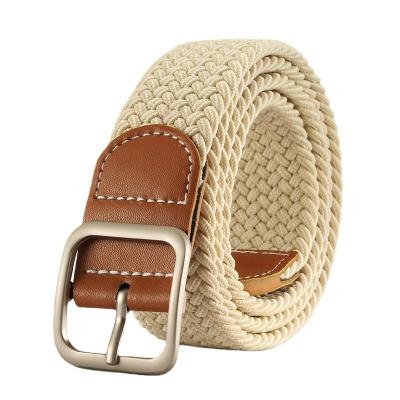 China Elastic Casual Elastic Pin Buckle Belt Wholesale Universal Product Online Women's Canvas Square Buckle Men's No Punch Best-selling Belt for sale