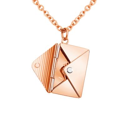 China Vintage Personalized Engraved Name Secret Envelope Personalized Message Pendant Necklace for sale