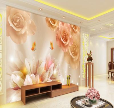 China Waterproof+ECO-Friendly Classic Rose Rose Large Mural Custom Wall Paper for sale