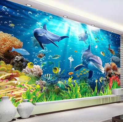 China Modern Photo of a Tropical Fish on Coral Reef Removable Wall Mural Self Adhesive Custom Wallpaper Large for sale