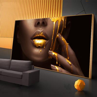 China Modern Woman Canvas Print Large Large Living Room HD Print Canvas Wall Painting Liquid Gold Home Painting for sale