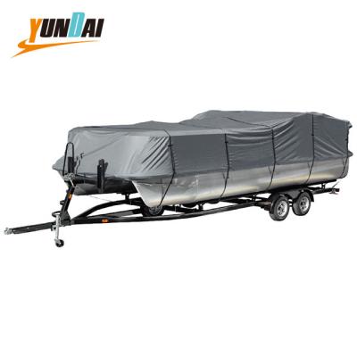 China Including YUNDAI 600D Strip YUNDAI 600D Pontoon Boat Cover 17-20 Ft Heavy Duty Waterproof Marine Polyester Boat Cover Canvas Dinghy for sale