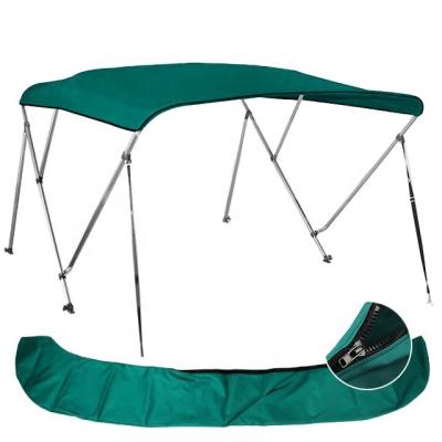 China Easy Install 3 Bow Heavy Duty Teal 600D Polyester Aluminum Boat Tent Top Cowl With Back Support Poles And Storage Truss Bimini Top For Boats for sale