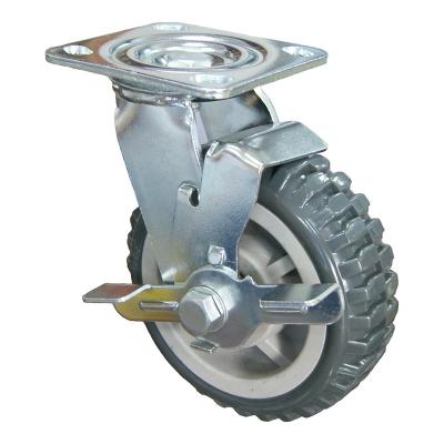 China Other Wholesales Industrial Heavy Duty Cast Iron PVC Plate Swivel Caster Wheels With Side Brake for sale