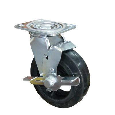 China PIVOT 4 5 6 8 Inch Industrial Handcart Machine Heavy Duty Rubber Plate Swivel Caster for sale