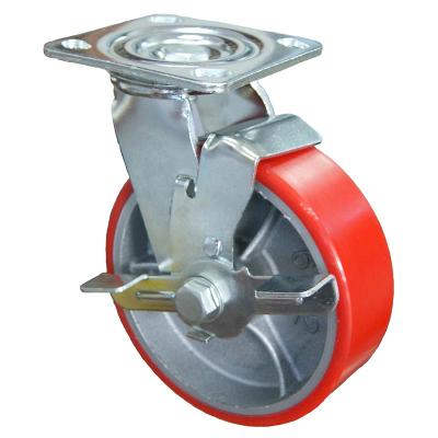 China Other Heavy Duty PU Caster Wheel Cast Fixed 100 120 150 200mm Industry for sale